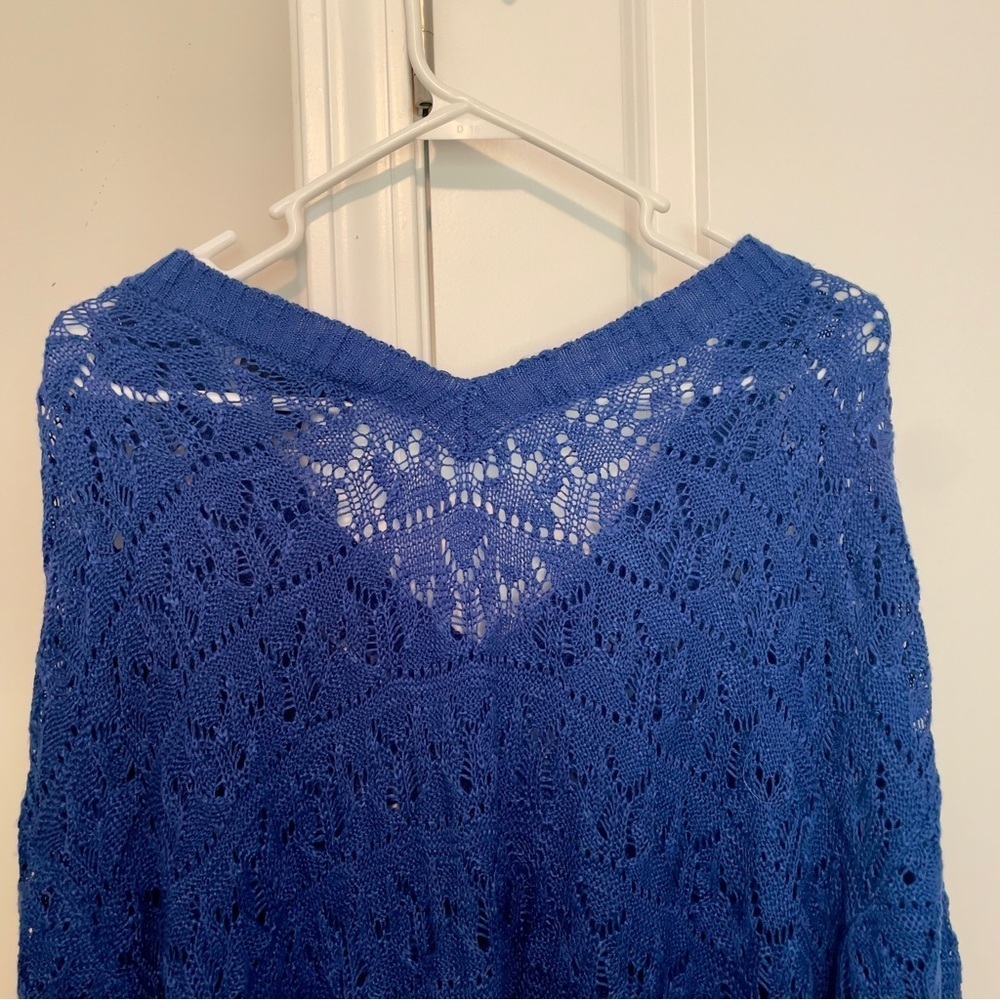 NWT Plus Size Lane Bryant Crochet Knit Sweater Royal Blue, 22W/24W, Beach Vacay - Picture 7 of 10
